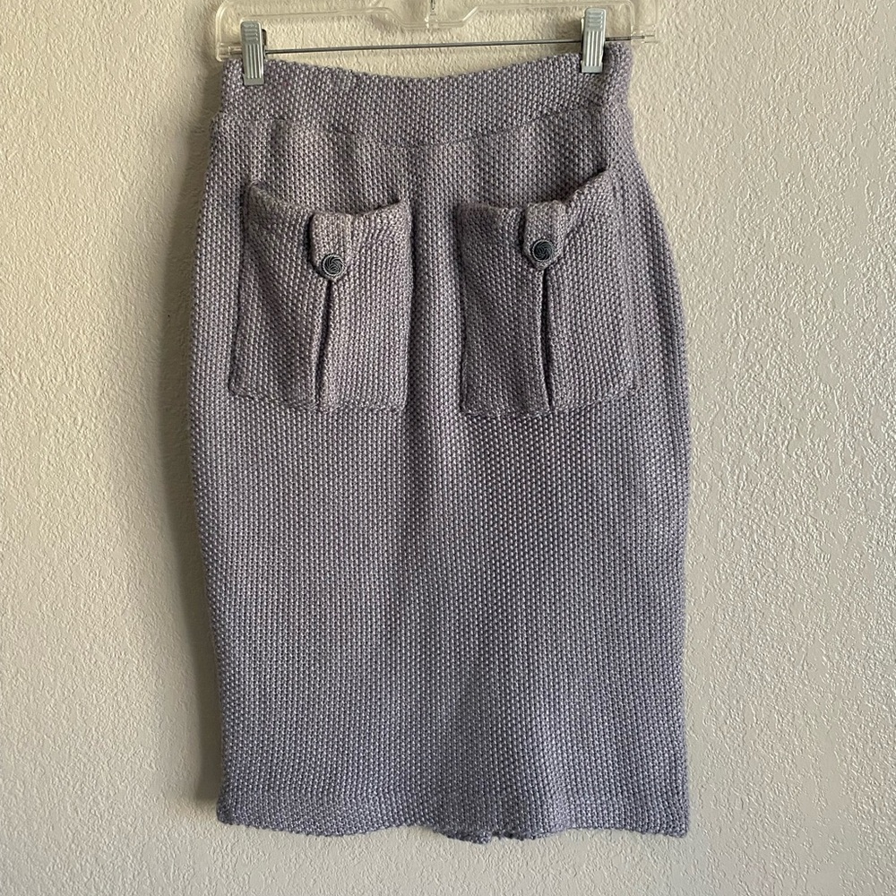 Beulah style gray tweed skirt